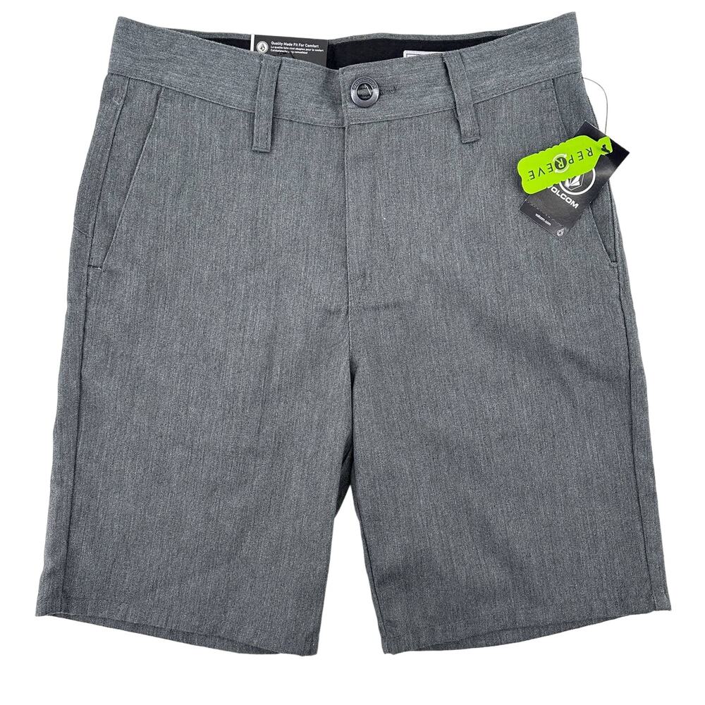 Volcom Boys Gray Heather Flat-Front Shorts